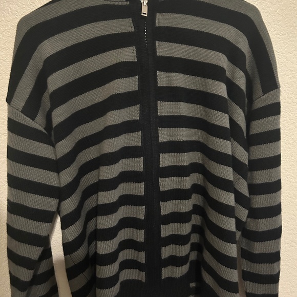 y2k grunge striped hoodie black and grey women's - Picture 1 of 3